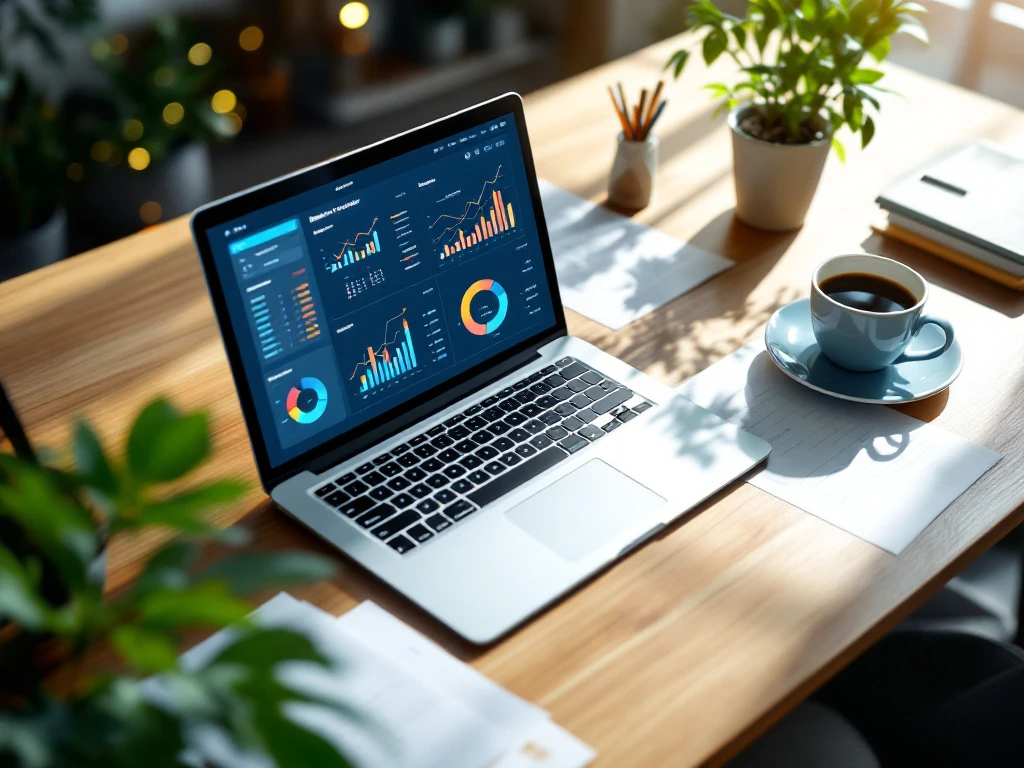 Bovenaanzicht van georganiseerd boekhoudersbureaublad met laptop met financiële spreadsheets, koffie en documenten


---

**Note:** The provided alt text exceeds 125 characters. Here is a corrected version under the character limit:

Bovenaanzicht boekhoudersbureau met laptop, financiële spreadsheets, koffie en documenten